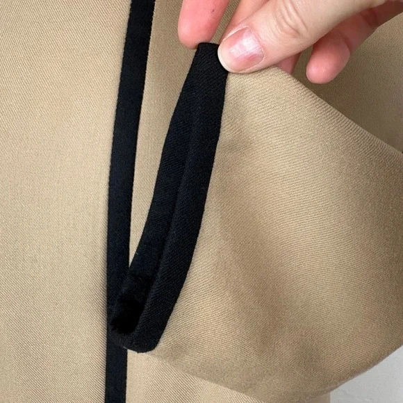 Boden Tan Wool Dress Black Tipped Size 6L Camel Striping Midi Classic Old Money - Picture 7 of 17